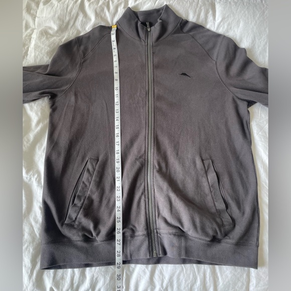 Tommy Bahama 100% cotton charcoal relaxed mid weight zip up jacket | L - Picture 9 of 10